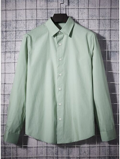 SHEIN Men Solid Button Up Shirt