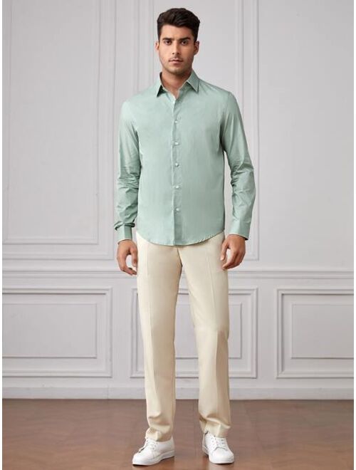 SHEIN Men Solid Button Up Shirt