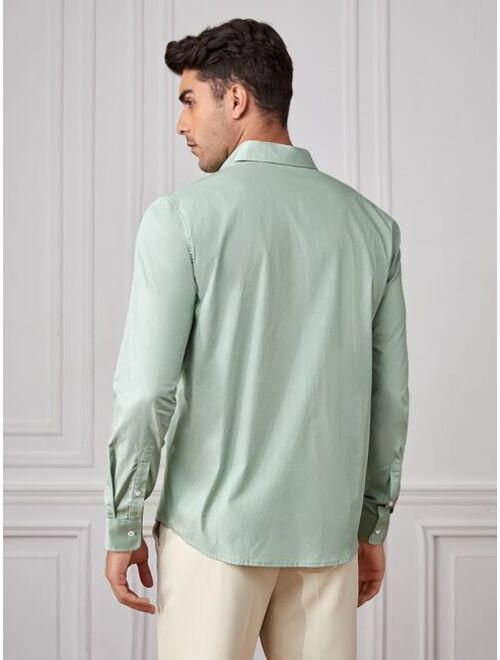 SHEIN Men Solid Button Up Shirt