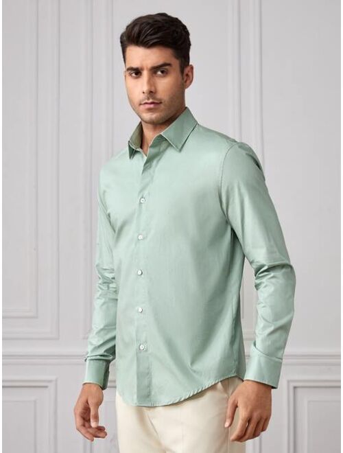 SHEIN Men Solid Button Up Shirt