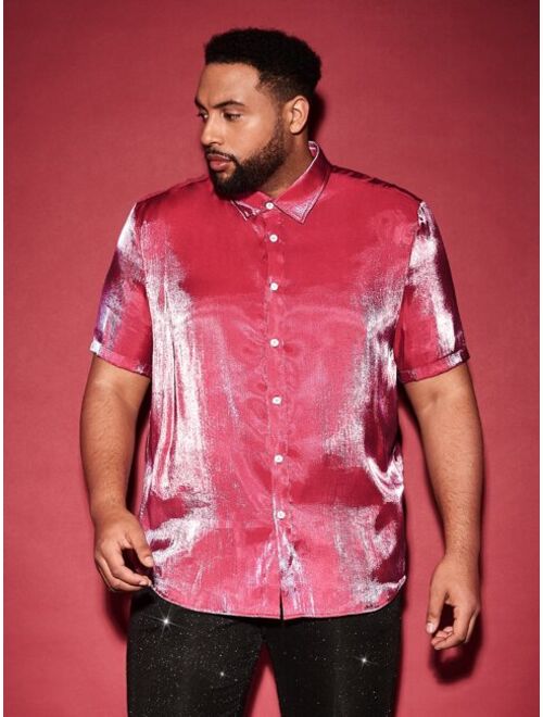 SHEIN Extended Sizes Men Solid Button Front Shirt