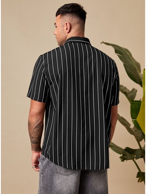 SHEIN Extended Sizes Men Striped Print Shirt