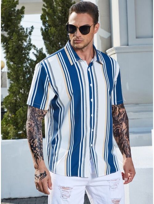 Shein Extended Sizes Men Striped Print Shirt