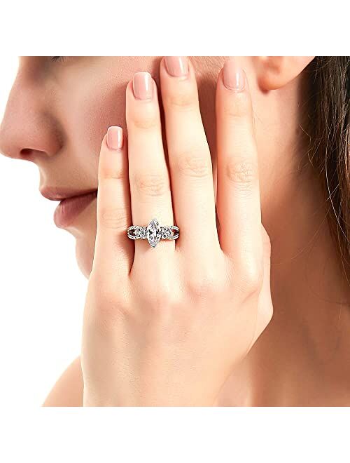 BERRICLE Sterling Silver Flower Cubic Zirconia CZ Fashion Split Shank Ring for Women, Rhodium Plated Size 4-10