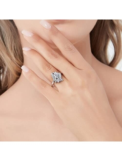 Sterling Silver Heart Cubic Zirconia CZ Flower Fashion Ring for Women, Rhodium Plated Size 4-10