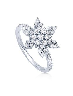 Sterling Silver Snowflake Cubic Zirconia CZ Fashion Ring for Women, Rhodium Plated Size 4-10