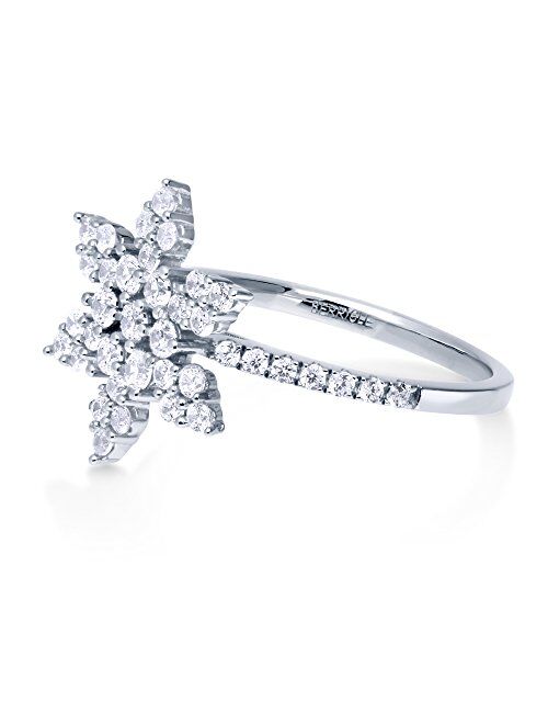 BERRICLE Sterling Silver Snowflake Cubic Zirconia CZ Fashion Ring for Women, Rhodium Plated Size 4-10