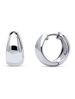 Sterling Silver Dome Small Fashion Hoop Huggie Earrings for Women, 0.55"