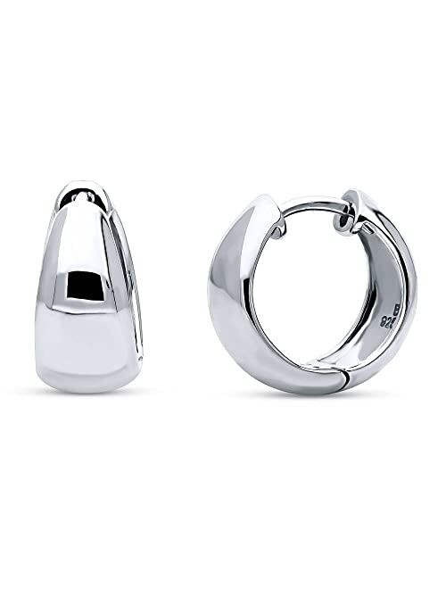 BERRICLE Sterling Silver Dome Small Fashion Hoop Huggie Earrings for Women, 0.55"