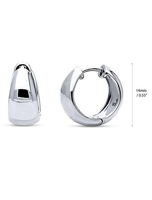 BERRICLE Sterling Silver Dome Small Fashion Hoop Huggie Earrings for Women, 0.55"