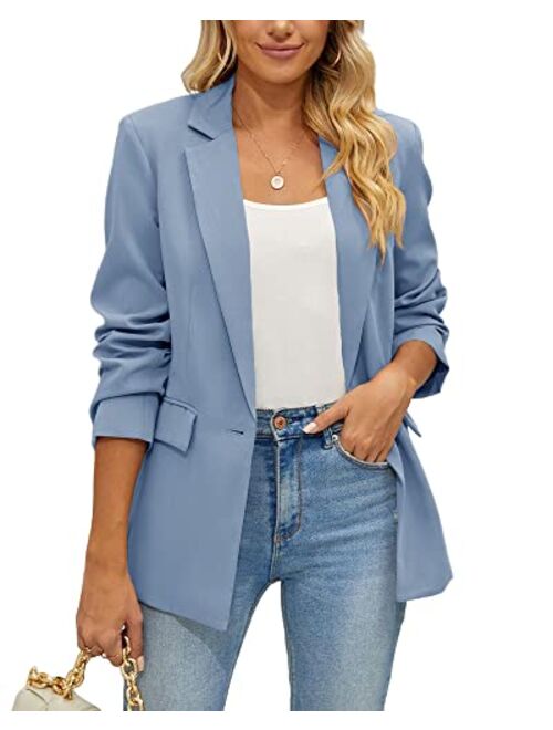 Cicy Bell Women's Casual Blazers Open Front Long Sleeve Button Work Office Blazer Jacket