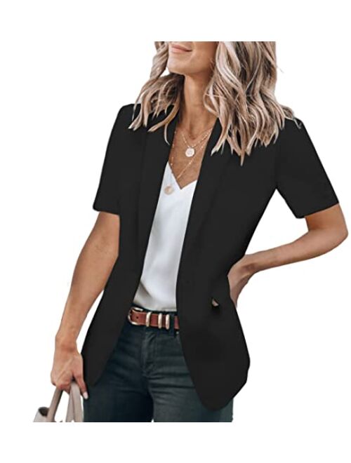 Cicy Bell Women's Casual Blazer Short Sleeve Lapel Open Front Work Office Jacket