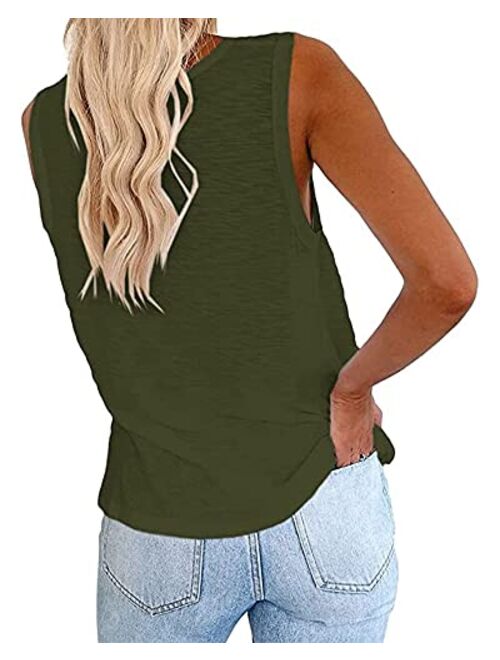 Cicy Bell Women's Casual Tank Tops Crewneck Sleeveless Plain Summer Cotton Tee Shirts