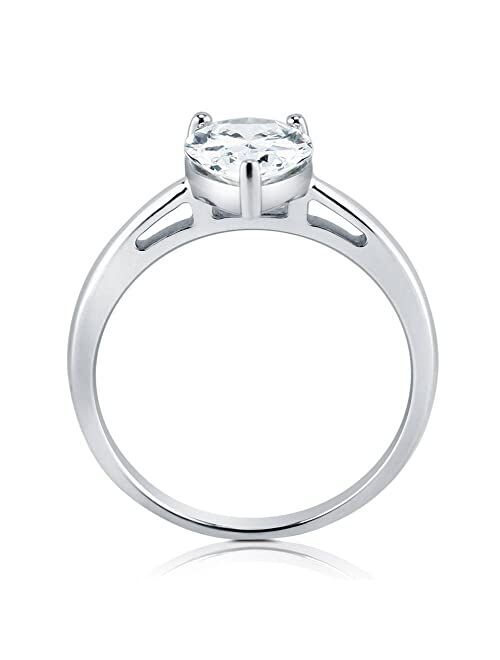 BERRICLE Sterling Silver Solitaire Wedding Engagement Rings 1.8 Carat Pear Cut Cubic Zirconia CZ Ring for Women, Rhodium Plated Size 4-10