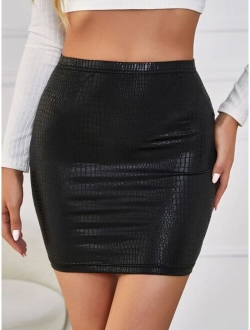 SHEIN SXY PU Leather Bodycon Skirt