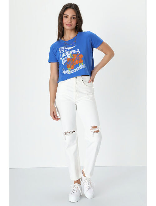 Prince Peter Cali Baja Blue Distressed Cropped Graphic Tee