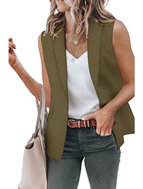Cicy Bell Women's Casual Blazer Vest Sleeveless Open Front Work Office Vest Jacket with Pockets