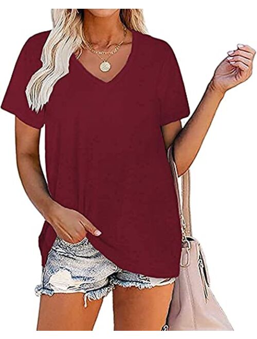 Cicy Bell Women's V Neck T Shirts Short Sleeve Casual Summer Basic Tees Tops