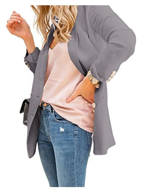 Cicy Bell Women's Long Sleeve Blazer Double Breasted Casual Work Office Blazer Jacket