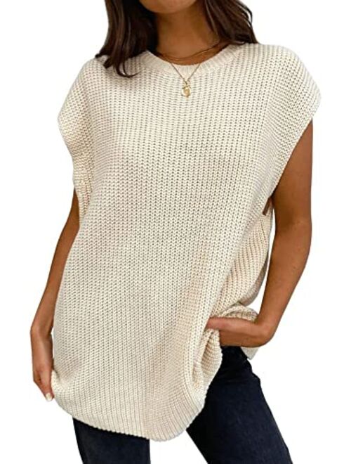 Cicy Bell Women's Sweater Vest Crewneck Sleeveless Oversized Knit Pullover Jumpers Tops