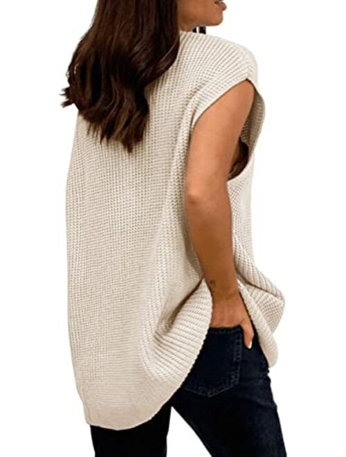 Cicy Bell Women's Sweater Vest Crewneck Sleeveless Oversized Knit Pullover Jumpers Tops