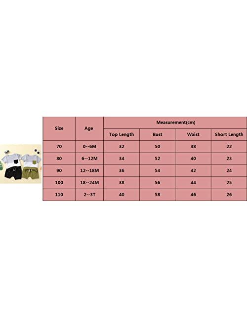 Hoanselay Toddler Infant Baby Boy Summer Shorts Clothes Color Block Short Sleeve T Shirt Top and Solid Shorts Set Outfit