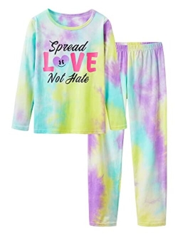 Beezizac Pajamas for Girls 100% Cotton Tie dye Unicorn Mermaid Sleepover PJ Set Size 6-18