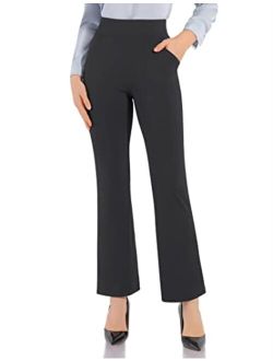 PMIYS Stretchy Dress Pants for Women Bootcut Yoga Pants Wide Leg Work Pant with Pockets