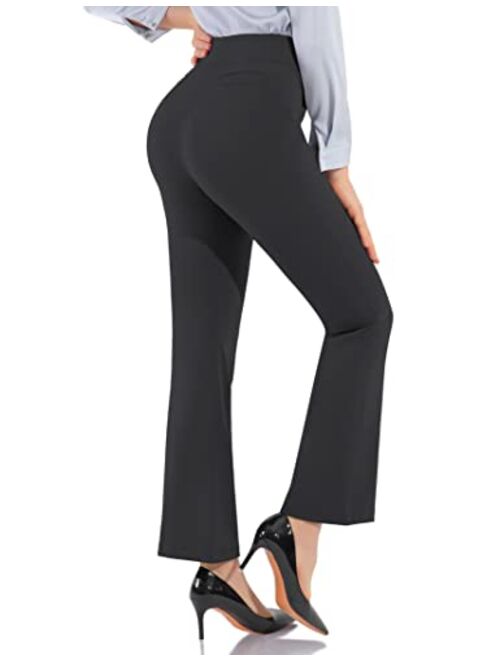 PMIYS Stretchy Dress Pants for Women Bootcut Yoga Pants Wide Leg Work Pant with Pockets