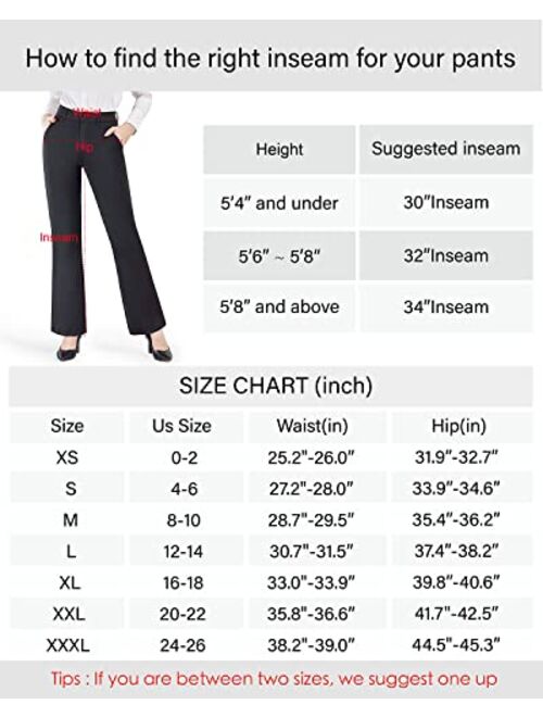 Bamans Dress Pants 30"/32"/34" for Women Bootcut Stretch Work Pants Belt-Loop Bootleg Yoga Pants with Pockets