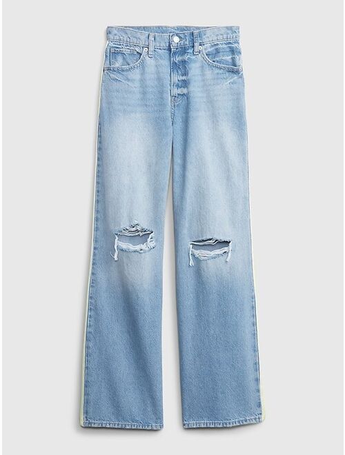 PROJECT GAP Low Rise Side Stripe Wide Baggy Jeans with Washwell