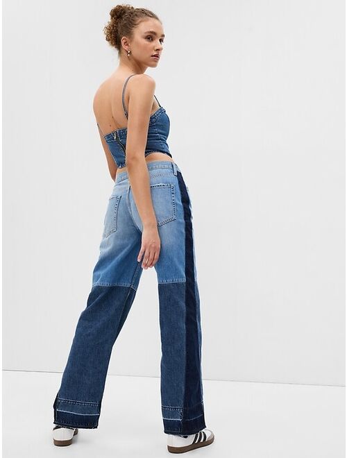 PROJECT GAP Low Rise Patchwork Baggy Jeans with Washwell