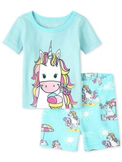 Baby Toddler Girls Sleeve Top and Shorts Snug Fit 100% Cotton 2 Piece Pajama Sets