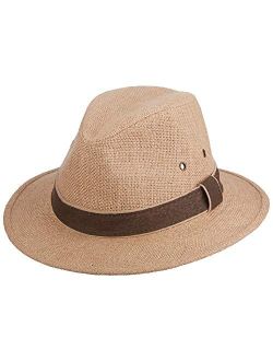 Men's Plus Size Hemp Safari Hat with Leather Band