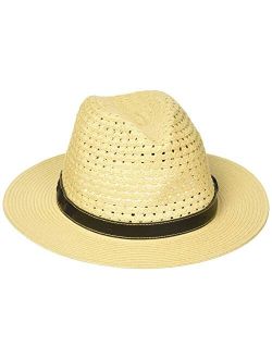 Men's Paper Braid Safari Hat with Faux-Leather Band