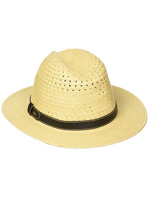 Scala Men's Paper Braid Safari Hat with Faux-Leather Band