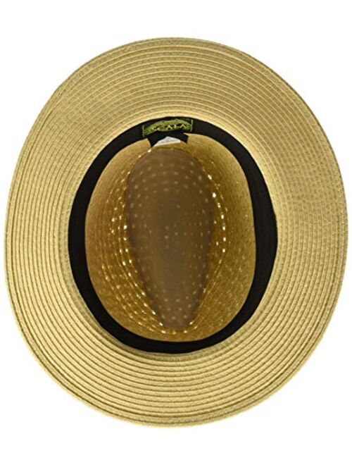 Scala Men's Paper Braid Safari Hat with Faux-Leather Band