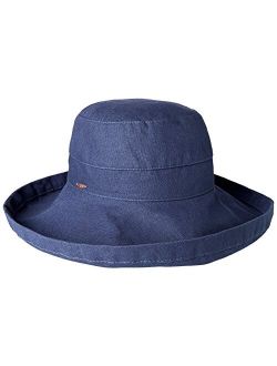 Women's Cotton Big Brim Hat with Inner Drawstring & UPF 50  rating
