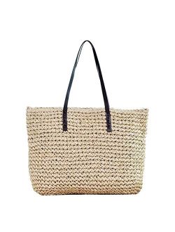 Ayliss Women Straw Woven Tote Large Beach Handmade Weaving Shoulder Bag Purse Straw Handbag