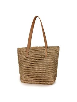 Youjaree Womens Large Straw Beach Tote Bag Handmade Woven Shoulder Bag Handbag Purse for Summer