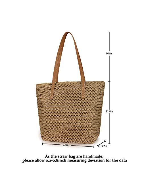 Youjaree Womens Large Straw Beach Tote Bag Handmade Woven Shoulder Bag Handbag Purse for Summer