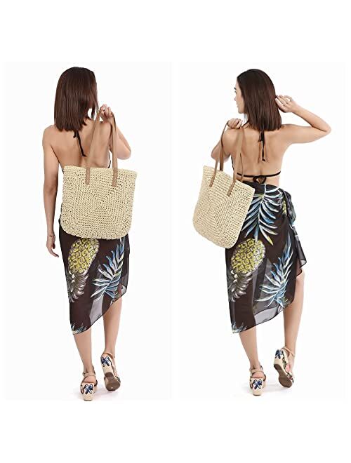 Ayliss Women Straw Shoulder Handbag Tote Shoulder Bag Summer Beach Woven Handmade Weaving Casual Bag for Vocation Travel