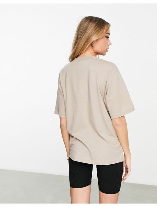 ASOS Weekend Collective oversized T-shirt with collar logo in neutral
