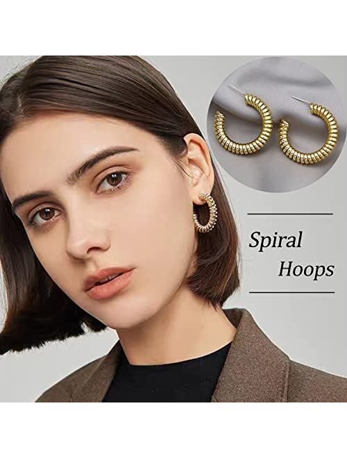 Yeezii 44 Pairs Gold Hoop Earrings Set for Women Multipack, Fashion Dangle Heart Statement Pearl Earrings Pack, Hypoallergenic Chunky Hoops Jewelry for Birthday Party Gif