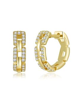 Obidos 14K Gold Plated Triple Huggie Illusion Stud Earrings | Double Huggie Hoop Earrings for One Hole | Gold Hoop Earrings for Women
