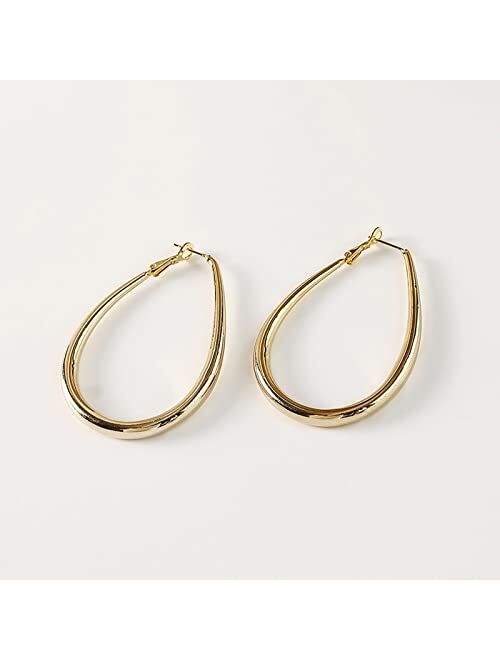 Herier Oval Hoop Earrings - Gold Teardrop Hoops or Silver Hoop Earrings for Women, 14k Gold Hoop Earrings & 925 Sterling Silver Earrings - Hypoallergenic & Lightweight
