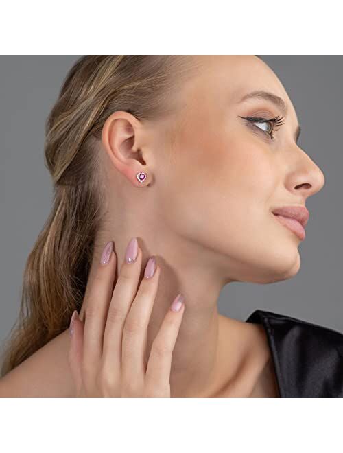 Iefrich Cute Heart Earrings for Women Girls, Hypoallergenic Silver Birthstone Earrings for Women S925 Sterling Silver Earrings for Women Hypoallergenic Earrings Cute Earr