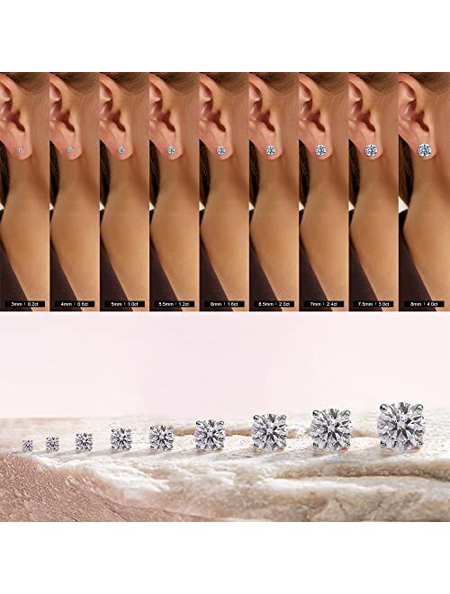 Smilest 0.2-4ct Moissanite Screw Back Earrings for Women, D Color VVS1 Clarity Lab Created Diamond Earring 18K White Yellow Rose Gold Black Ruthenium Vermeil S925 Sterlin