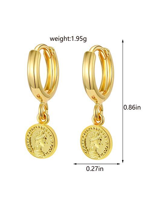 Xyjzxy Gold Huggie Small Hoop Earrings with Charm Personalized Snake/Evil Eye/Star/Cross/Lock/Key 18k Gold Plated Crystal Drop Dangle Earrings for Women