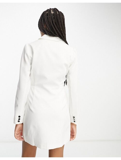 Miss Selfridge blazer dress with contrast buttons in ivory